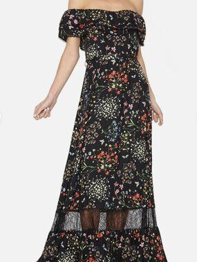 Alice + Olivia Floral Print Long Dress xxs